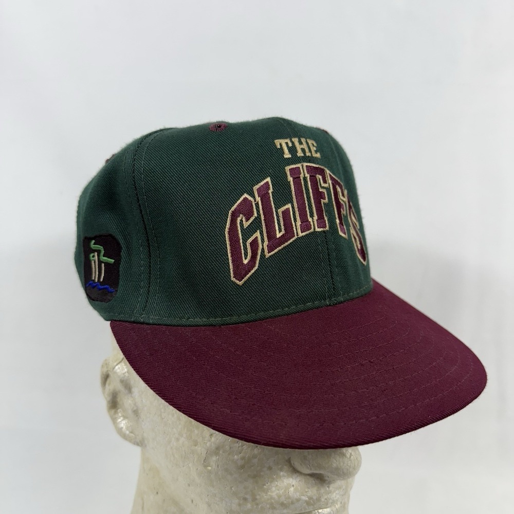 Vintage SnapBack Hat Cap The Cliffs‎ Green Purple Made In USA Pro Line